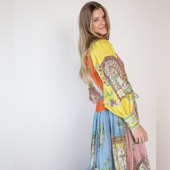 #wedding guest dress Color Block Maxi Shirt Dress - Picture 4 of 9